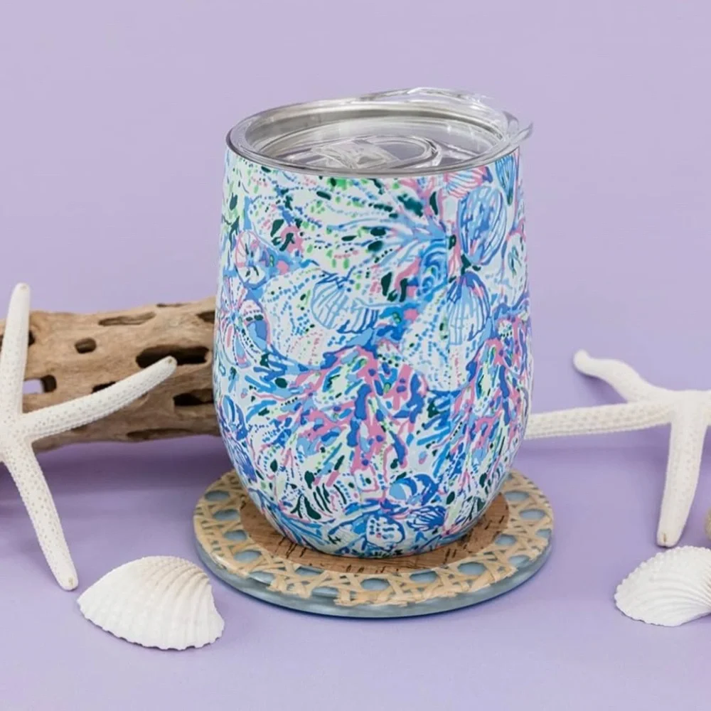 Lilly Pulitzer Blue and Tan Cork Coasters